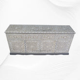 Top of an Arabic Mother Of Pearl Inlay Cabinet in Light Grey 2